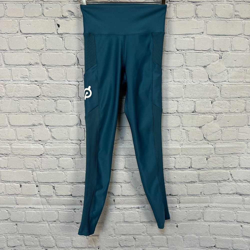 Peloton Women's Show‎ Up High Rise Pocket Leggings, Size Small, Blue Mallard